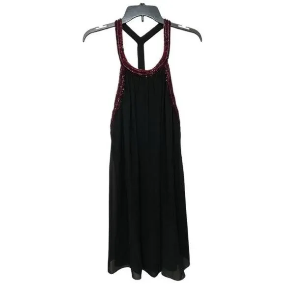 New Jewel Badgley Mischka Trapeze Dress with Beaded Trim in Black Size 8 - Picture 4 of 12